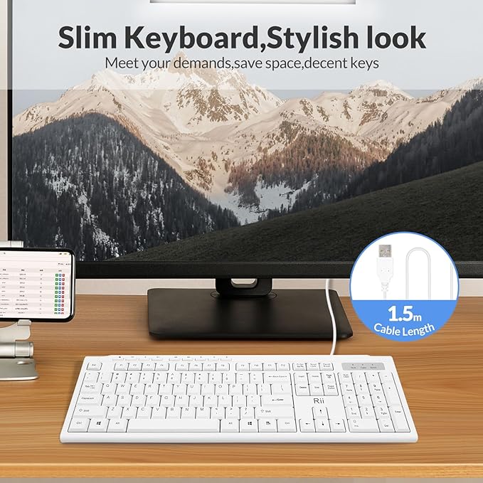 Rii RK907 Ultra-Slim Compact USB Wired Keyboard - Image 9
