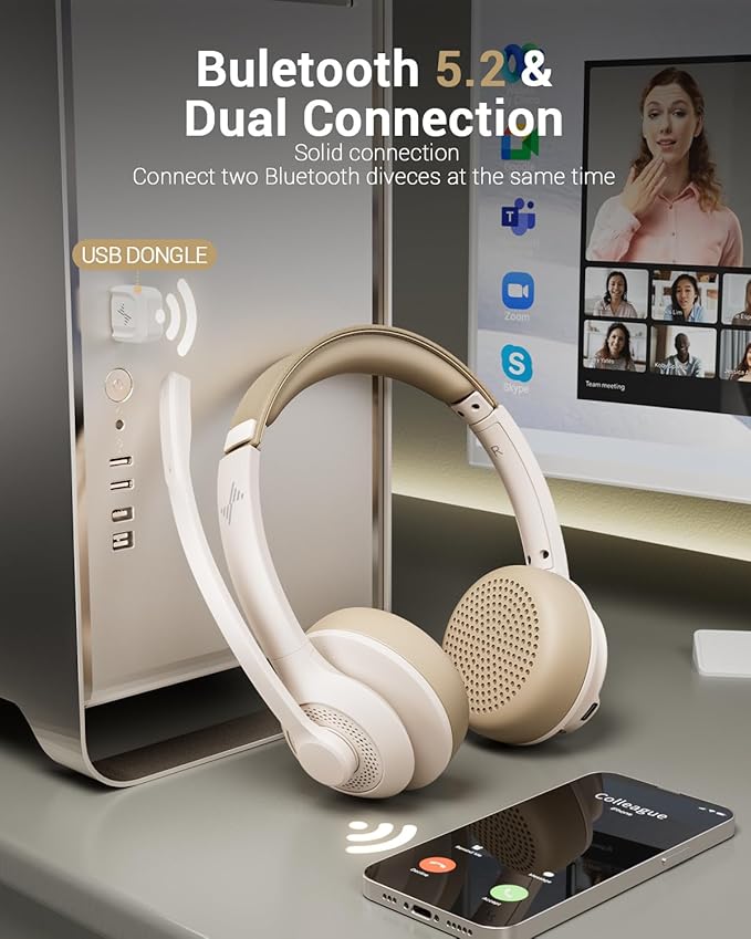 Wireless Headset with AI Noise Cancelling Microphone Bluetooth Headset - Image 2