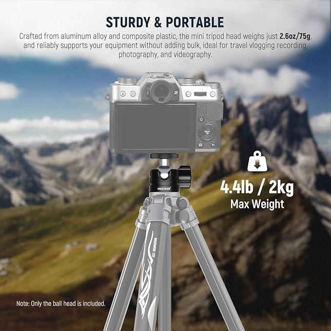 NEEWER Basic Mini Ball Head, Portable Tripod Head Camera Mount Adapter - Image 5