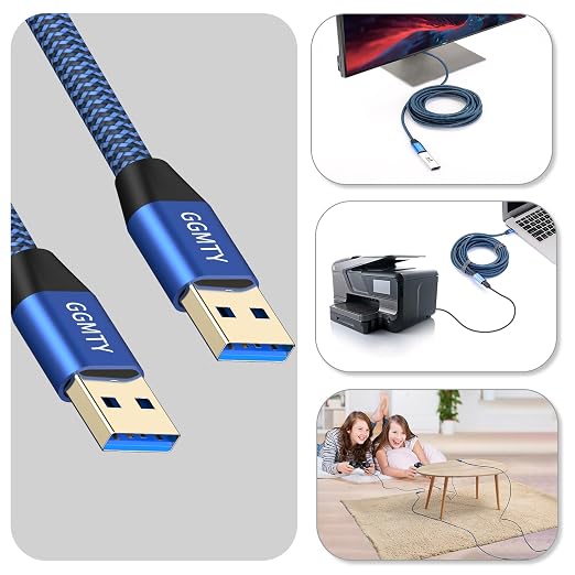 USB to USB Cable 25FT, Durable Braidedfor USB 3.0 Male to Male Type A to Type A - Image 5