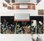Cute Gaming Black Wild Flowers Desk Mat Mouse Pad Star Moon Floral Mousepad - Image 4