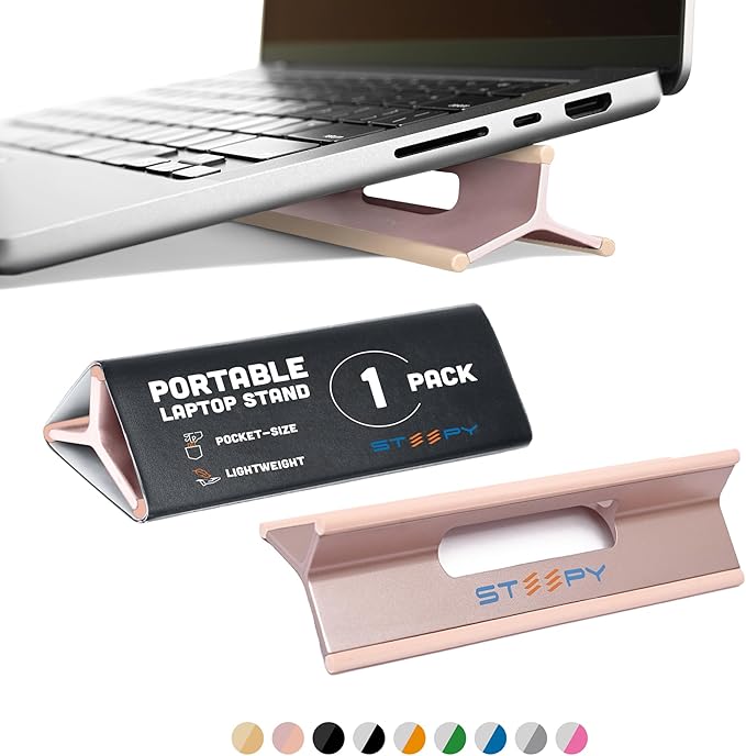Steepy Portable Laptop Stand for Desk – Adjustable Height, & Portable Laptop by Steepy