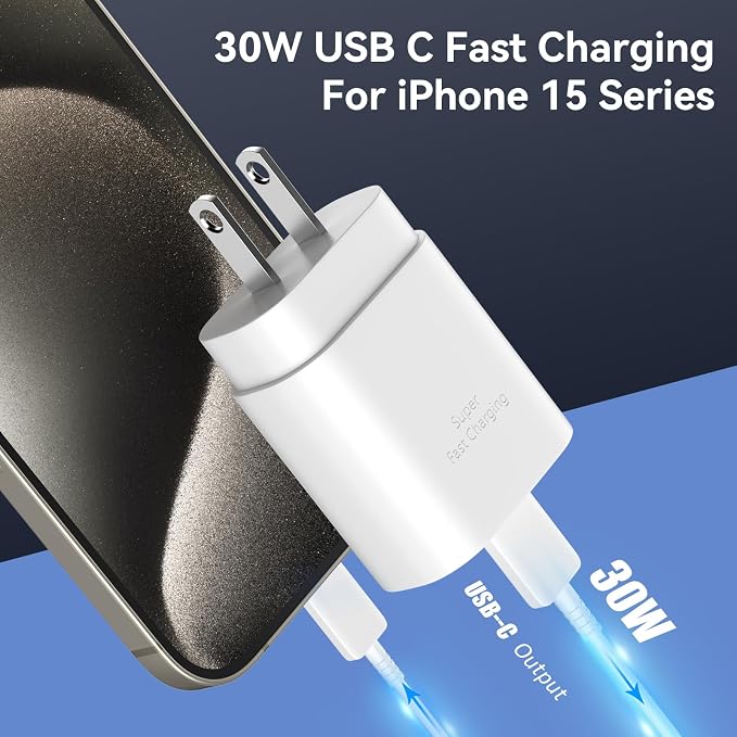 30W Phone 16 15 Charger Fast Charging, USB-C Wall Fast Charger Block Adapter - Image 3