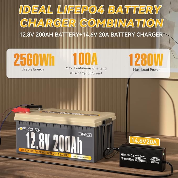 Power Queen 12.8V 200Ah LiFePO4 Battery - Image 3