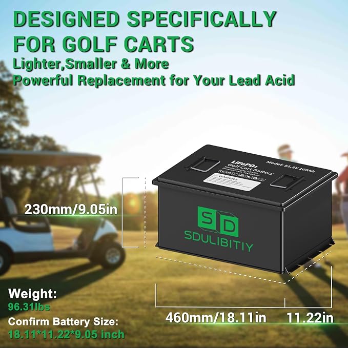 48V 105Ah LiFePO4 Lithium Golf Cart Battery, Built-in Smart 200A BMS, - Image 3
