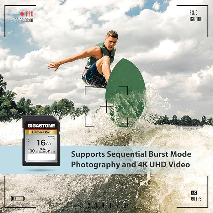 GIGASTONE 16GB SD Card 2-Pack, Camera Pro, A1 V10 SDHC Memory Card Compatible - Image 5