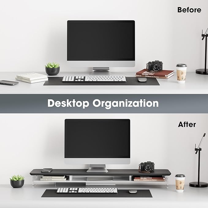 Fenge Acrylic Monitor Stand Riser, 42.5 Inches Dual Monitor Stand - Image 5