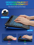 Wireless Keyboard with 7 Colored Backlits, Wrist Rest, Phone Holder, - Image 3