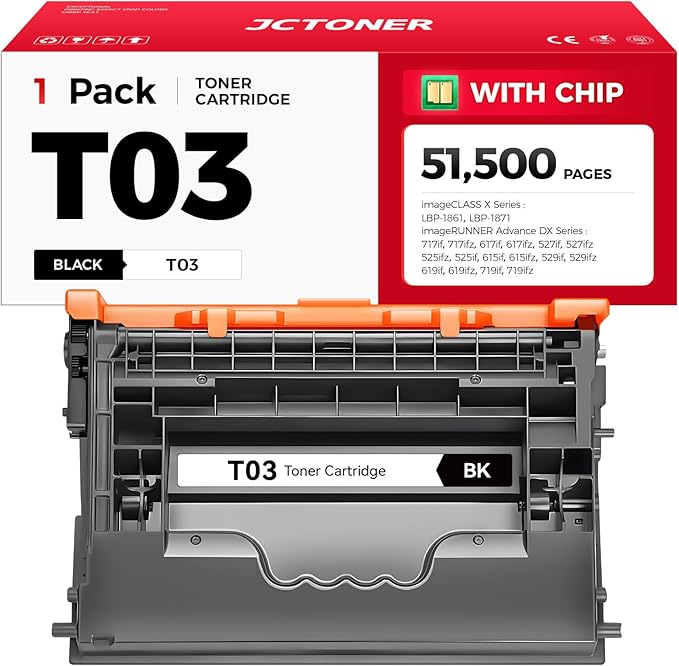 T03 Black Toner Cartridge（1-Pack by JCTONER