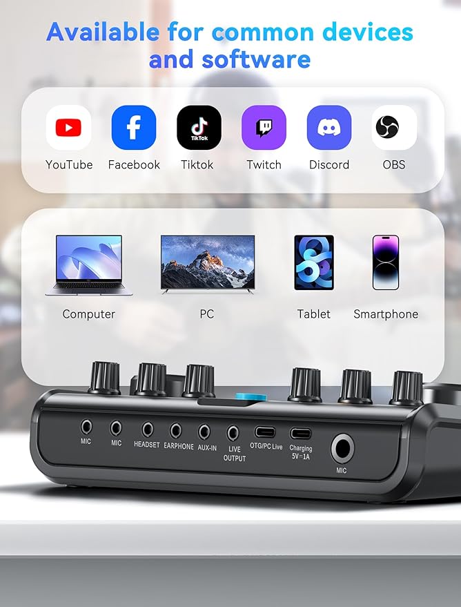SINWE USB Audio Interface for Smartphone & PC: Plug-and-Play Live Sound Card - Image 4