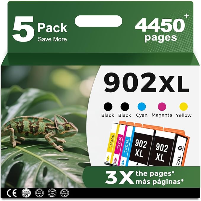 902XL 5 Combo Pack Ink Cartridge Compatible by ANKINK
