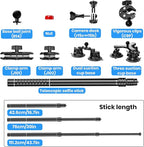 Suction Car Mount for GoPro/Insta360/DJI | Aluminum Alloy Extendable Selfie - Image 7