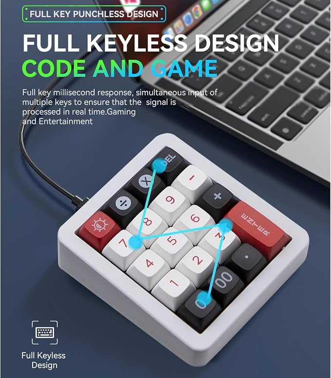 Adventurers K812 Wired Mechanical Numeric Keypad, 19-Key Hot-Swappable RGB - Image 6