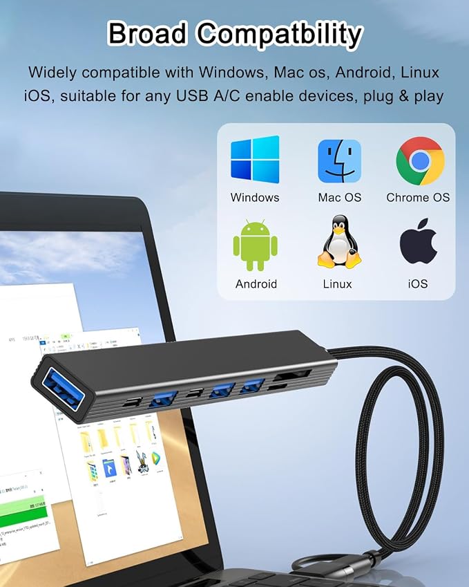 VIENON 8 in 1 USB C Hub With SD Card Reader, USB 3.0/2.0 Ports, USB-C Adapter - Image 6