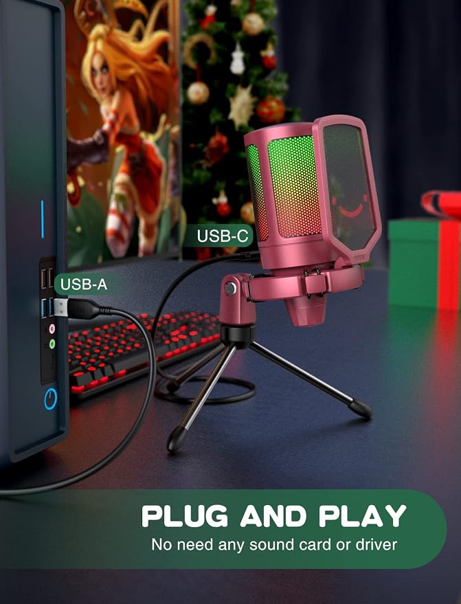 FIFINE AmpliGame PC Gaming Streaming USB Microphone, RGB Desktop Microphone - Image 5