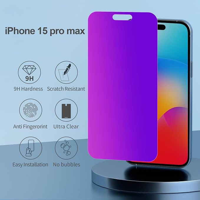 Compatible for iPhone 15 Pro Max Privacy Screen Protector Tempered Glass 6.7 - Image 3