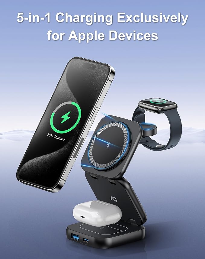 5-in-1 Wireless Charger for MagSafe, AC ISLAND Portable Travel Charging Station - Image 2