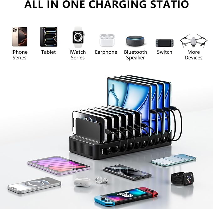 USB C Charging Station for Multiple Devices, 10-Port 100W Charging Dock - Image 2