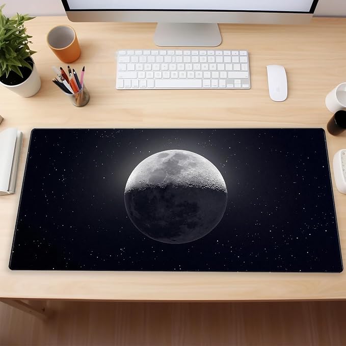 Moon Mouse Pad Sci-fi Galaxy Desk Mat Extended XL Large Gaming Mousepad Dark - Image 6