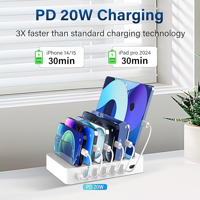 Charging Station for Multiple Devices: 68W 6 Port 20W Fast Phone Charger Dock - Image 2