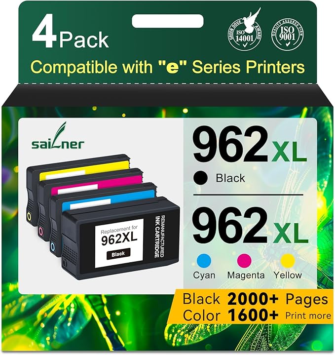 962XL Ink Cartridges for HP 962XL Ink Cartridges Combo Pack Work for HP by SAILNER