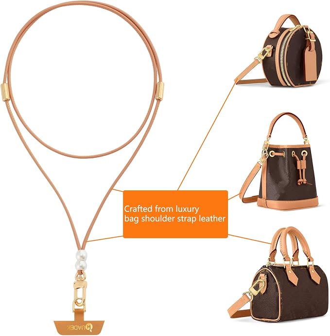 Leather cell phone lanyard Detachable Phone Chain Strap 2-in-1 Phone Charm with - Image 3