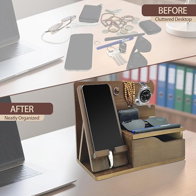 3-in-1 Wood Phone Docking Station Organizer - Image 3