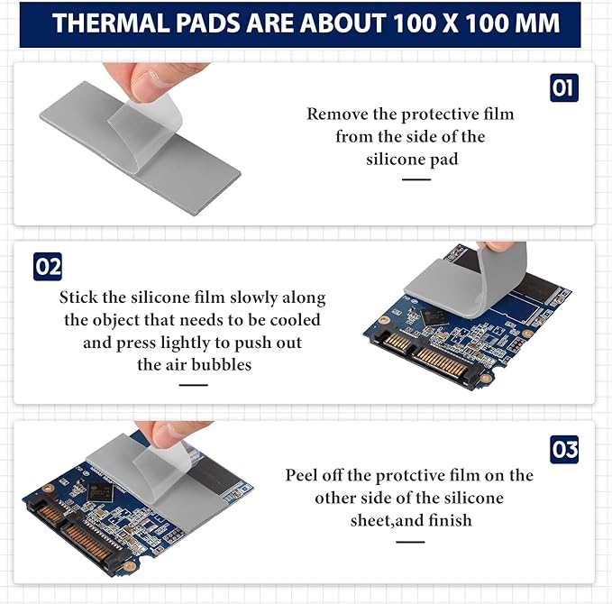 Frienda 6 Pcs Thermal Pad 100 x 100 mm, 0.5 mm, 1 mm, 1.5 mm, 2 mm, 2.5 mm - Image 4