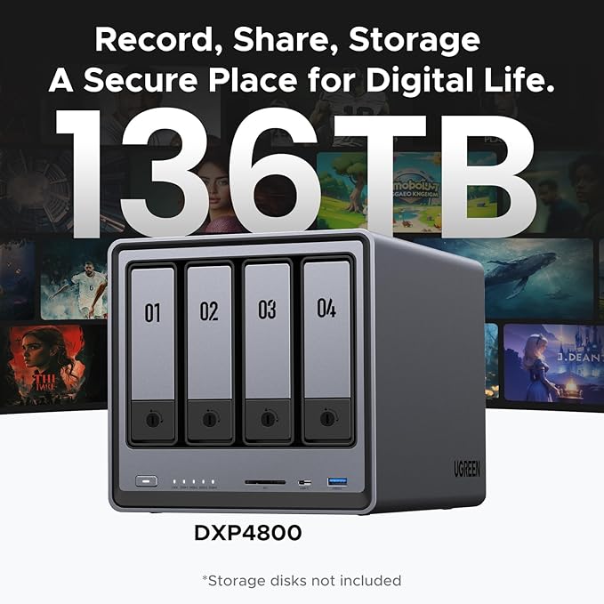 UGREEN NASync DXP4800 4-Bay Desktop NAS, Intel N100 Quad-core CPU, 8GB DDR5 RAM - Image 3