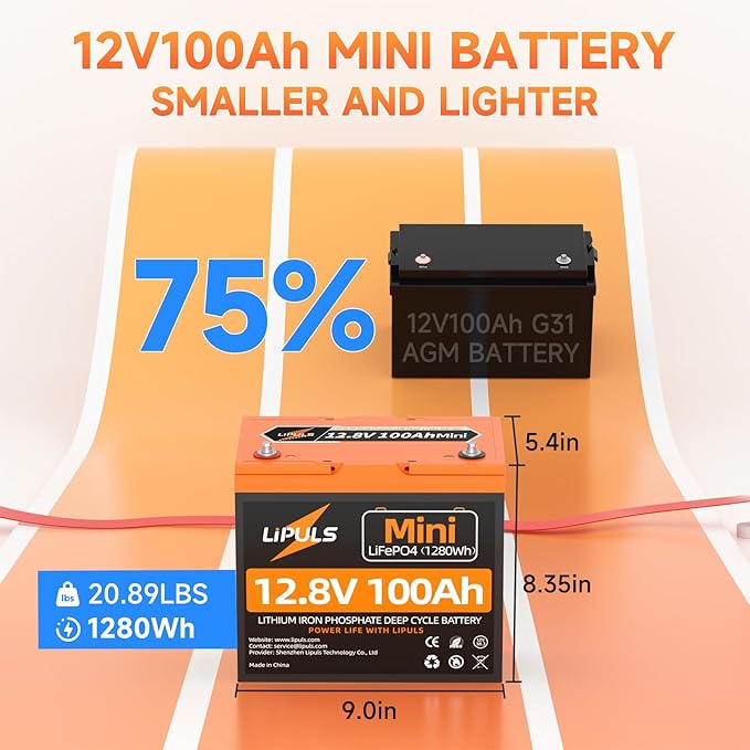 12V100Ah Mini LiFePO4 Lithium Battery, 100Ah Lithium Deep Cycle Battery - Image 2