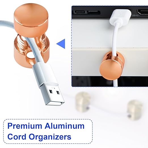 2 Sets Charger Holders for Cords, Rose Gold Color Adjustable Cable Anchor - Image 5