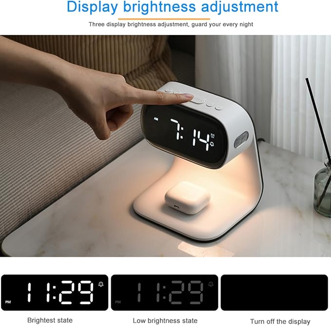 Digital Alarm Clock with Wireless Fast Charging Station 15W Touch Smart Lamp - Image 6