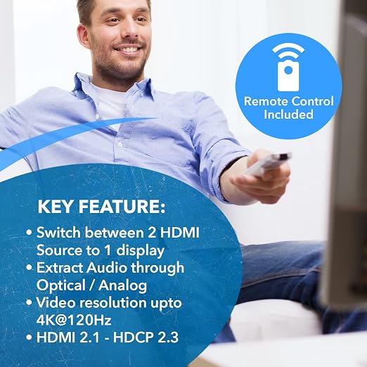 OREI 8K HDMI 2.1 Switch 4K@120hz Switcher 2 in 1 Out, - Image 4