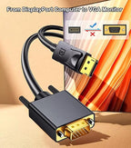DisplayPort to VGA Cable 6FT, Display Port DP to VGA Adapter, 1080P@60Hz Video - Image 2