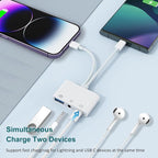 USB-C & Lightning to 3.5mm Headphone Adapter, 3-in-1 USB OTG Camera Adapter & - Image 6