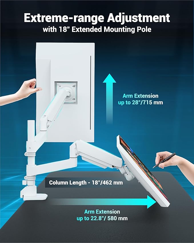 Dual Monitor Arm for 13-49 Inch Ultrawide Screens, Heavy Duty Monitor Mount for - Image 3