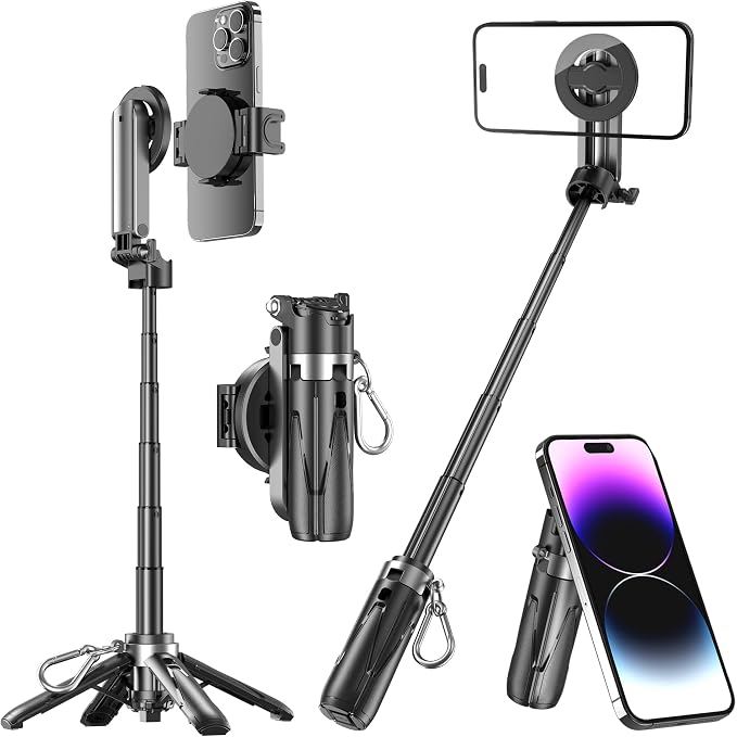 Magnetic Tripod for Phone with Remote Control, Extendable Selfie Stick Handle by EUG-PRODUCTS
