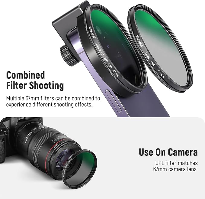 NEEWER CPL Filter for Phone, 67mm Camera Lens Polarizing Filter - Image 7