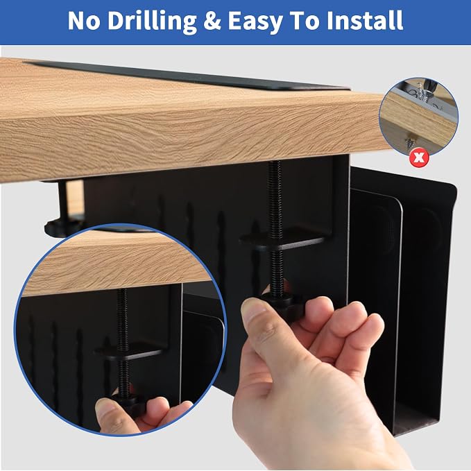 LUKETURE Laptop Holder, Steel Desk Side Storage, No Drill Standing Desk - Image 6