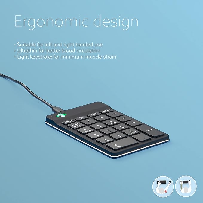 R-Go Number Pad Keyboard, USB-C/A Wired, Mini Numeric Keypad - Image 5