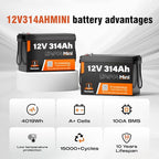12V 314Ah LiFePO4 Lithium Mini Battery, Max. 4019Wh Energy, 15000+ Deep Cycles - Image 3