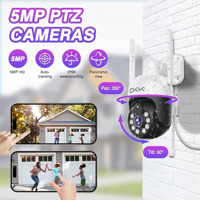 5MP PTZ Security System:CKK 4 PCS Wireless Cameras - Image 2