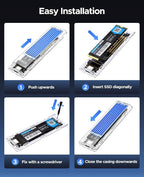 ORICO M.2 NVMe SSD Enclosure, USB 3.2 Gen 2, Transparent External Solid State - Image 6