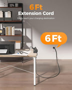 Desk Clamp Power Strip Black, TESSAN 6 Ft Flat Plug Extension Cord - Image 6