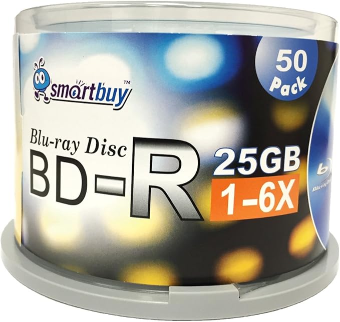 Smartbuy 100 Pack Bd-r 25gb 6X Blu-ray Single Layer Recordable Disc Logo Top - Image 2