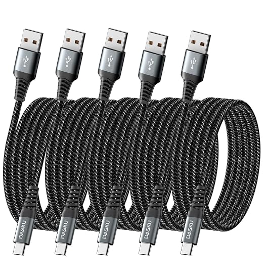 USB Type C Cable Fast Charging, 5 Pack Braided C Charger Cables Compatible by Dasku
