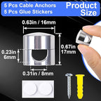 5 Sets Charger Holders for Cords, Adhesive Metal Cord Clips, Cable Management - Image 2
