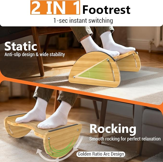 Bamboo Foot Rest for Under Desk at Work - Image 3
