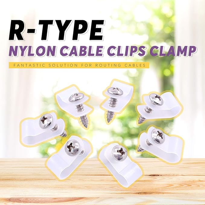 Swpeet 120 Pack White 1/4 Inch Nylon Plastic R-Type Cable Clips Clamp Kit - Image 4