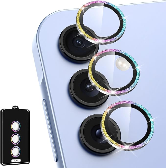 for Samsung Galaxy A35 5G Camera Lens Protector, Individual Metal Ring Tempered by Btscase